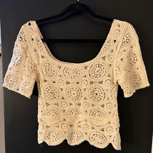 Roommates Cream Crochet Women Top